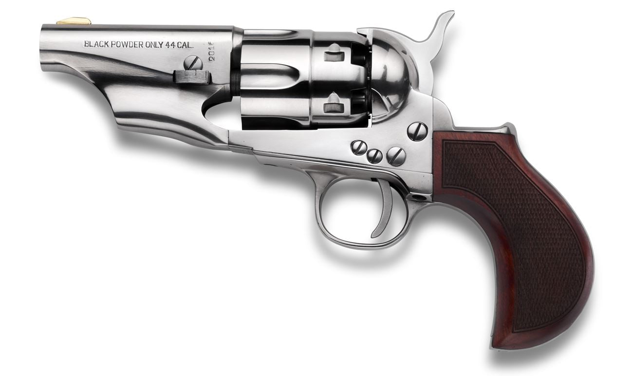 1860 Snub Nose 3" .44 caliber White Checkered Flattop Birdshead Grip Half Fluted