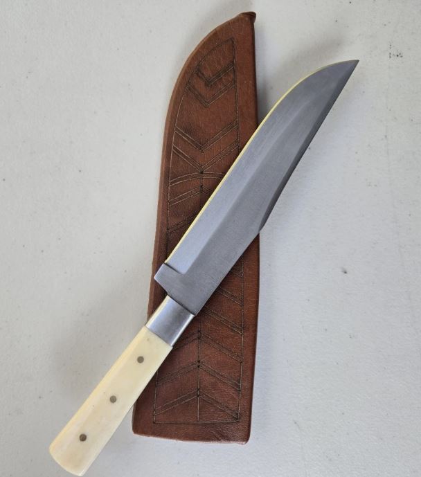 Bone Handle Rifleman’s Belt Knife with Leather Sheath